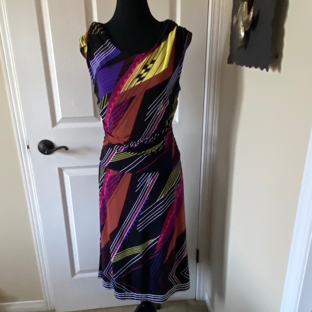 Midi Dress in Multi-Colours, Size 10